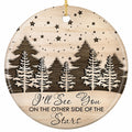Wood-Burned Pines Under a Sky of Scattered Stars With a Message of Remembrance. Ceramic Memorial Keepsake.