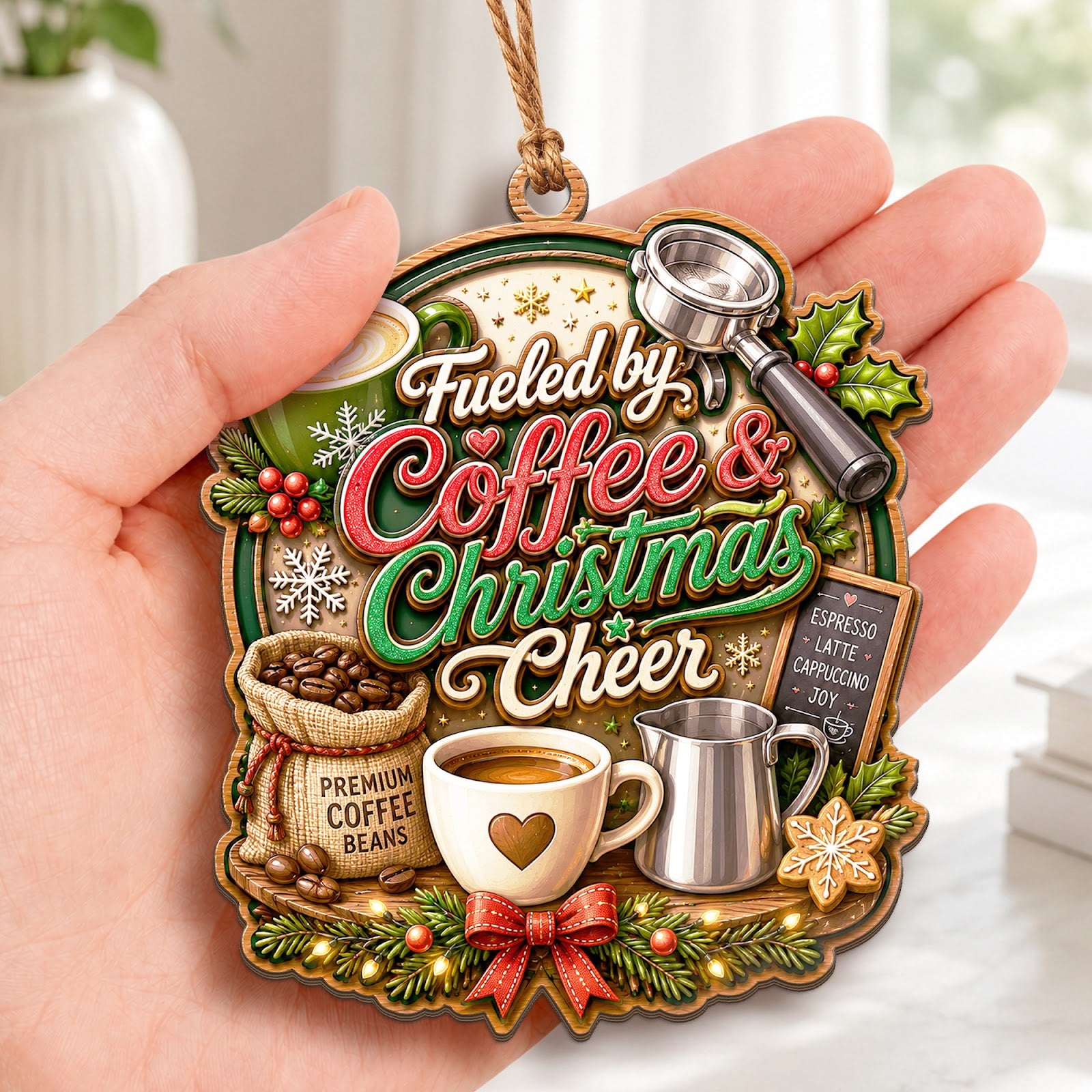 Barista Wood Christmas Ornament