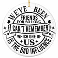 A Typographic Badge With a Ribbon Banner Carrying the Punchline. Ceramic Keepsake for Best Friends.