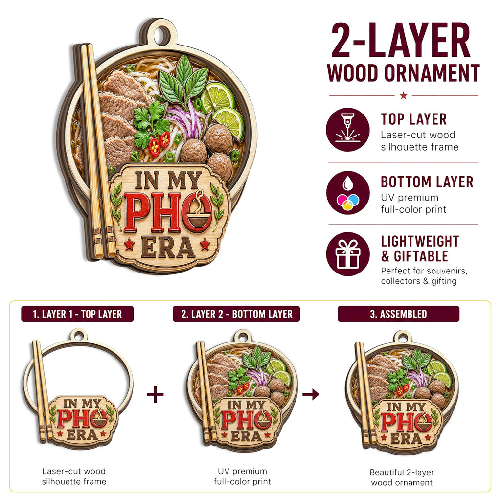 Pho Wood Christmas Ornament