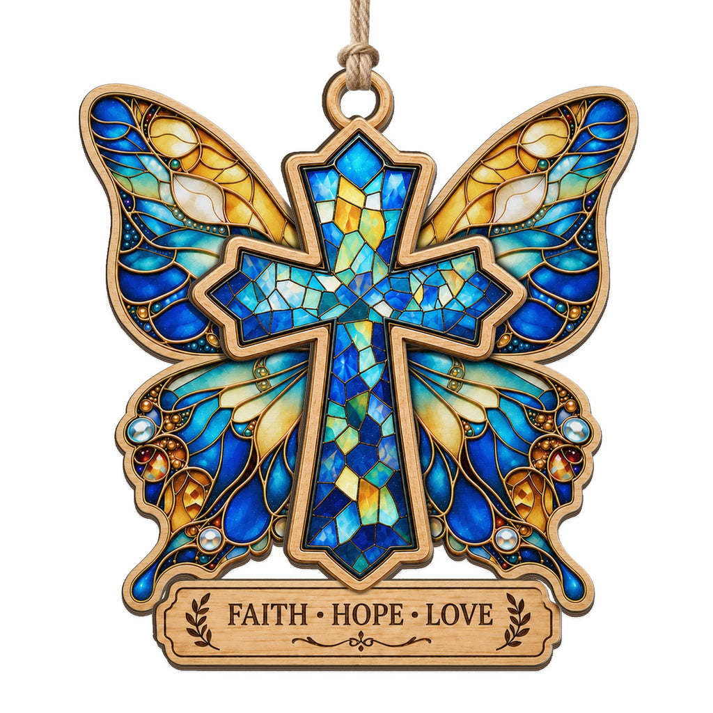 Faith And Butterfly Keepsake, Inspirational Christian Gift, Religious Mantle Decor