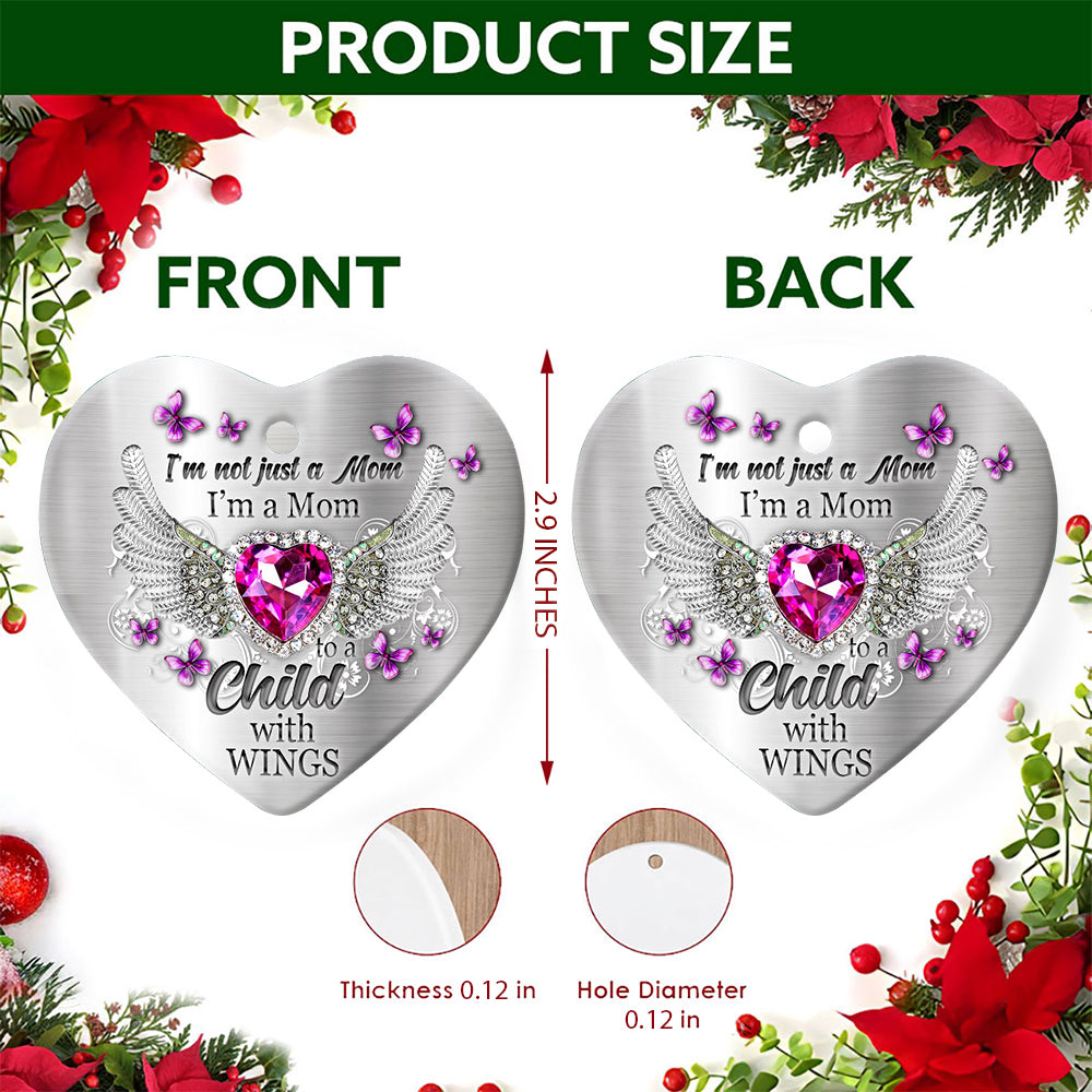 Memorial Christmas Ornament, Mom To A Child With Wings Heart Gift, Ceramic Tree Decoration