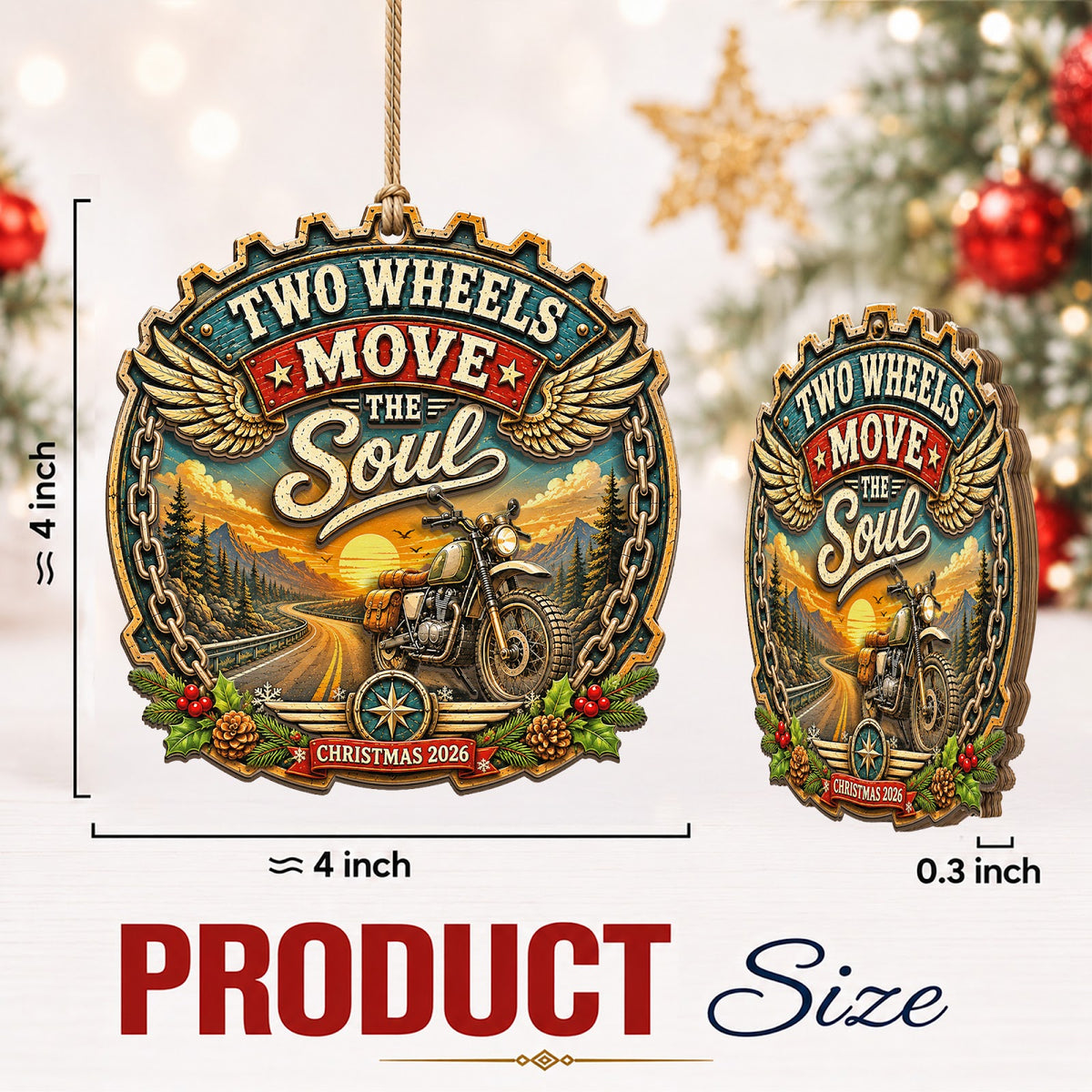 Biker Motorcycle Rider Christmas Ornament, Stocking Stuffer For Motorcycle Lover, Wood Ornament