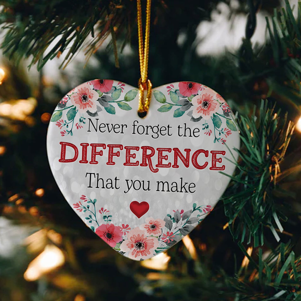 Appreciation Christmas Ornament, Heart Shaped Thank You Teacher Gift, Ceramic Tree Decoration