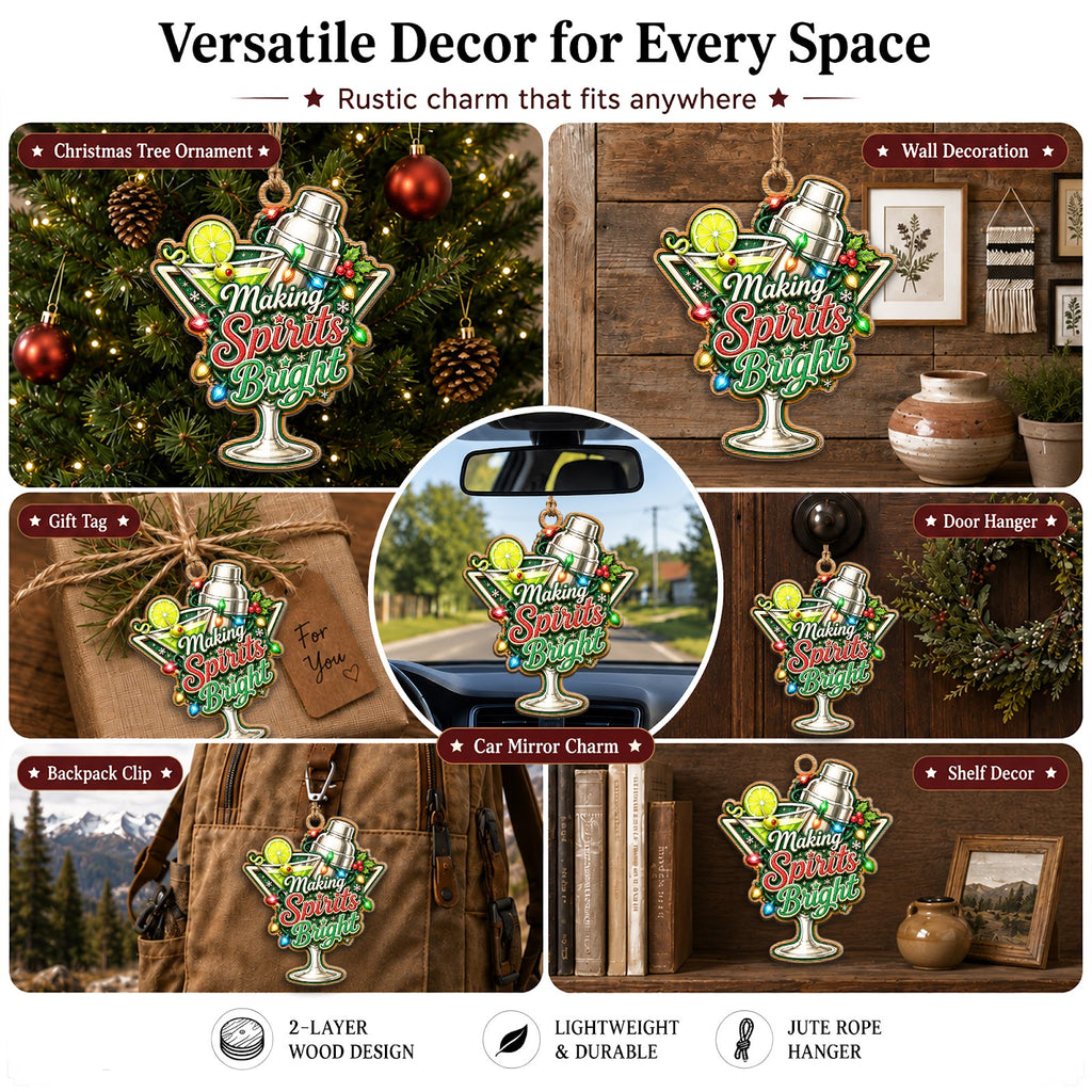 Bartender Wood Christmas Ornament