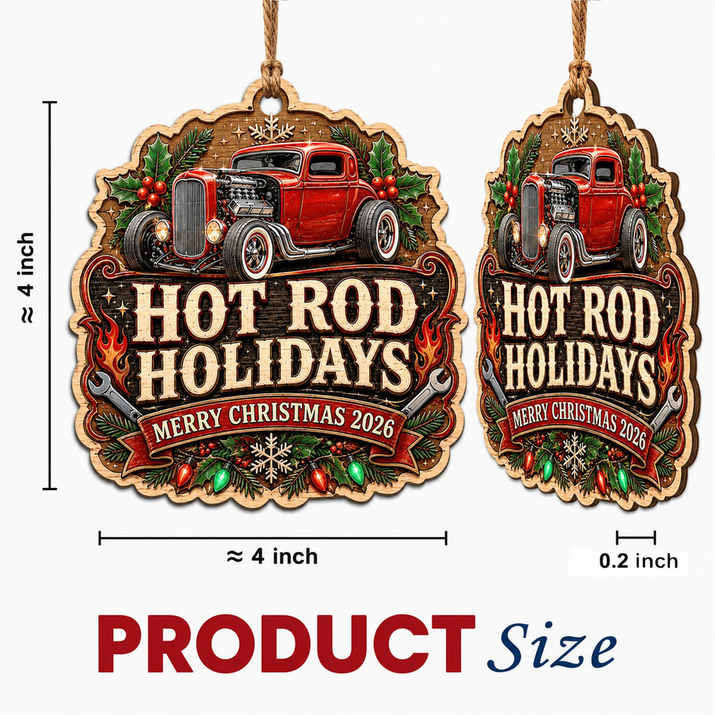 Hot Rod Classic Car Custom Christmas Ornament, Stocking Stuffer For Car Guy, Wood Ornament