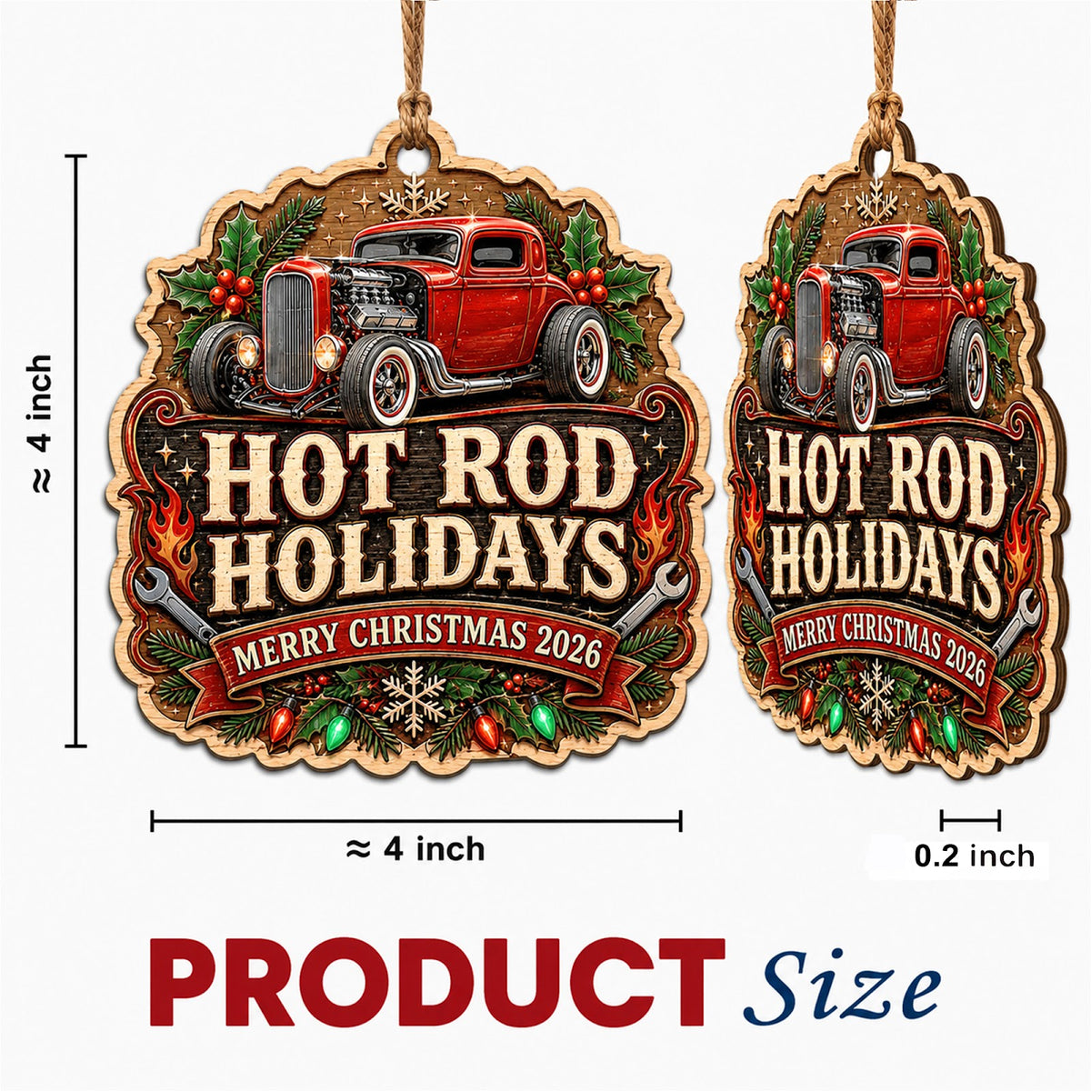 Hot Rod Classic Car Custom Christmas Ornament, Stocking Stuffer For Car Guy, Wood Ornament