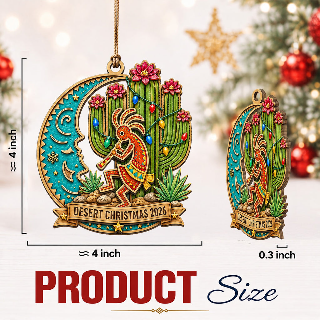 Southwest Desert Cactus Boho Christmas Ornament, Desert Southwest Keepsake, Wood Ornament