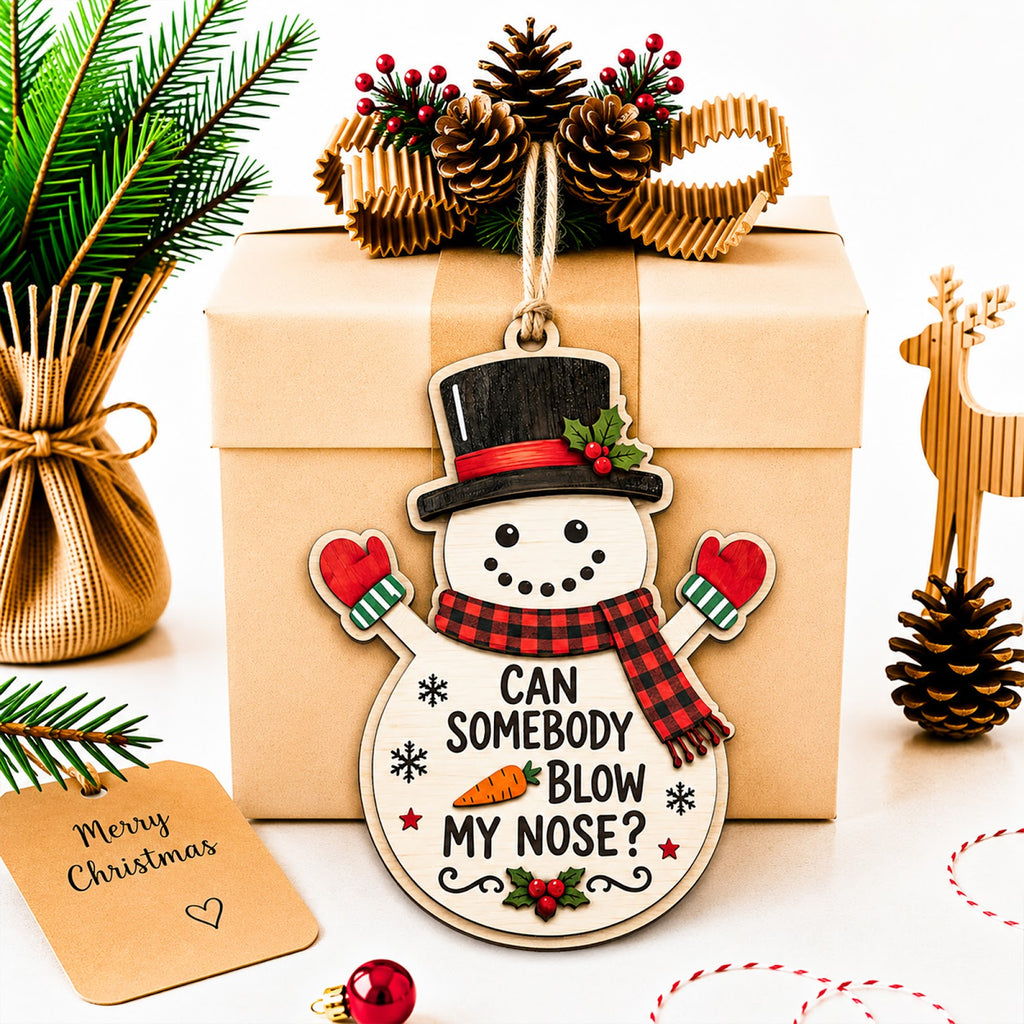 Blow My Nose Novelty Humor Christmas Ornament, Gross-Out Gag Keepsake, Wood Tree Decoration