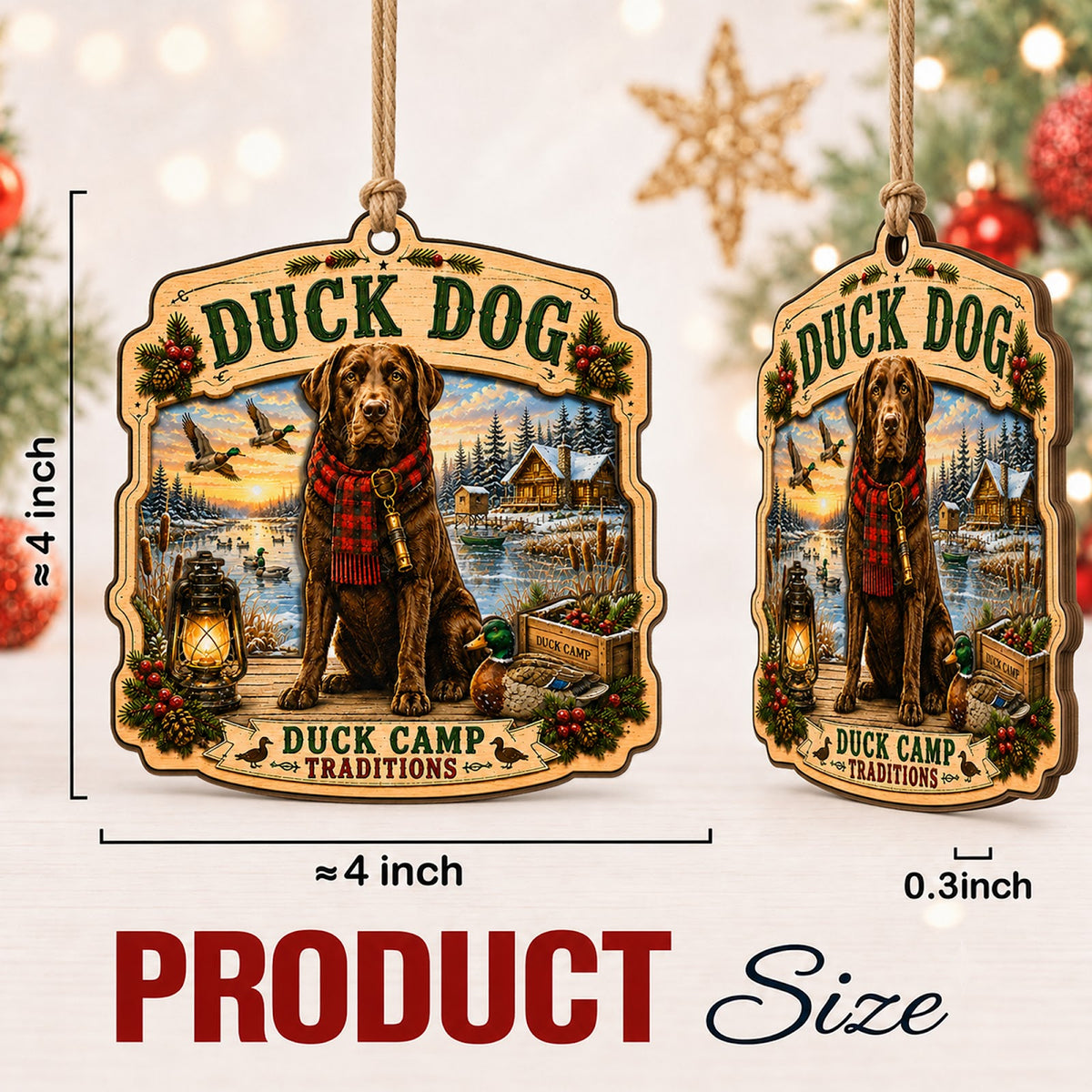 Duck Dog Hunting Retriever Lab Christmas Ornament, Lab Retriever Keepsake, Wood Tree Decoration