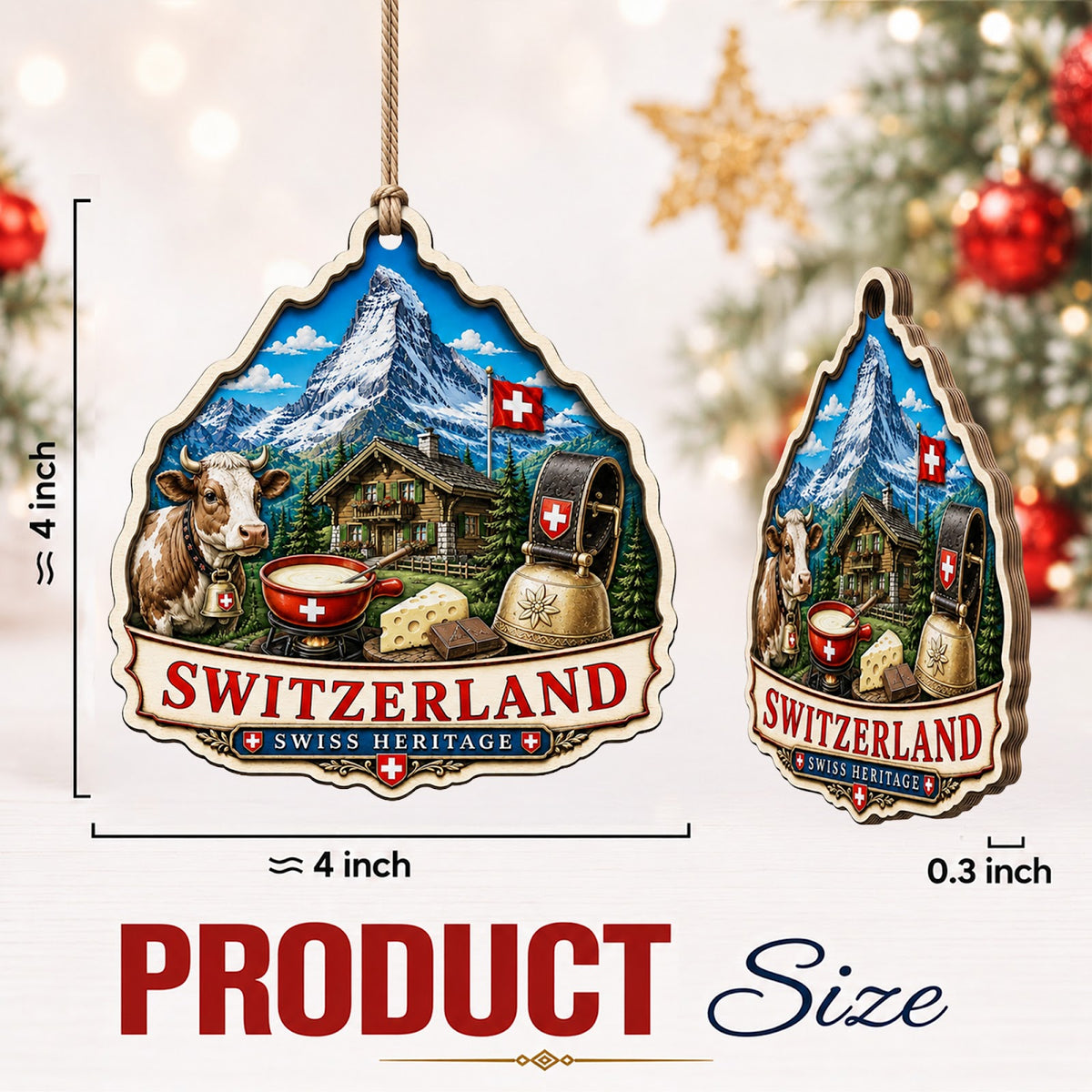 India Christmas Ornament, Taj Mahal Agra Travel Souvenir Gift, Wood Hanging Tree Decoration