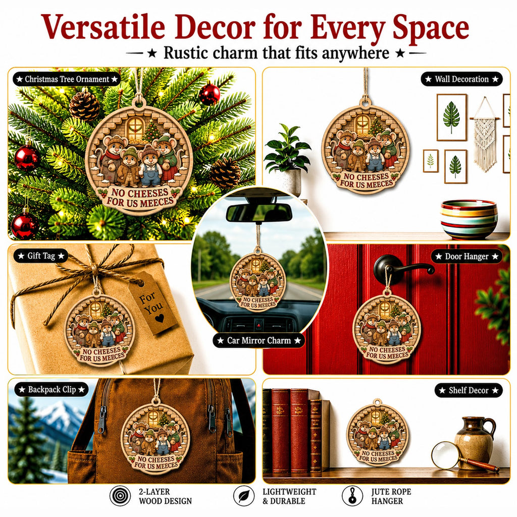 No Cheese Funny Food Humor Christmas Ornament, Cheese Lover Humor Keepsake, Wood Ornament