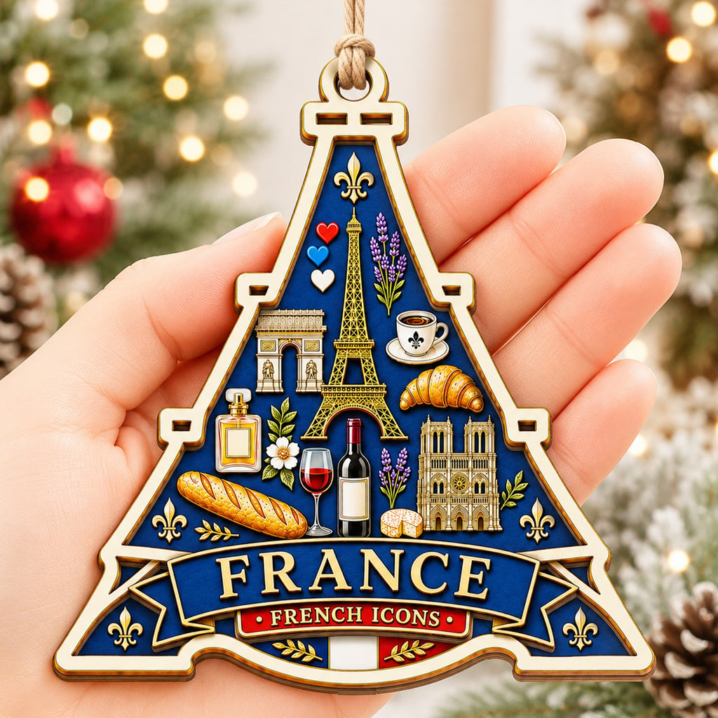Switzerland Christmas Ornament, Matterhorn Alps and Ski Souvenir Gift, Wood Tree Decoration