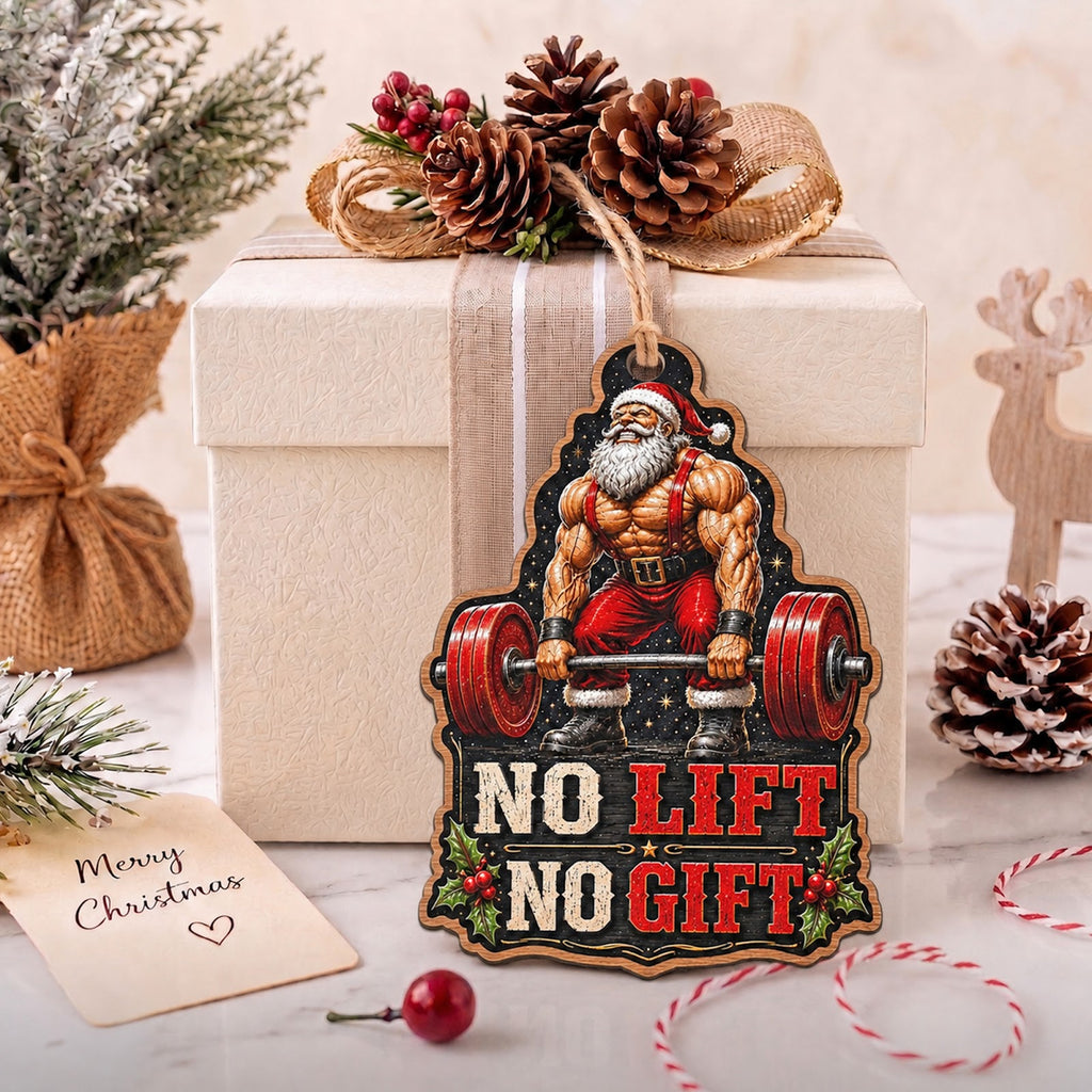 Deadlift Santa Wood Christmas Ornament