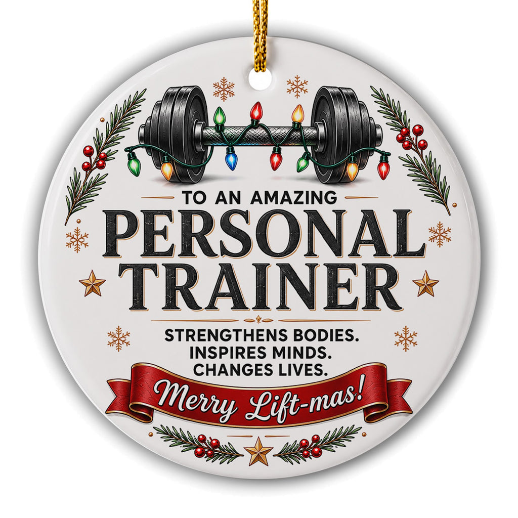Amazing Personal Trainer design on a glazed ceramic disc. Keepsake for personal trainers, gym coaches and fitness instru