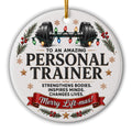 Amazing Personal Trainer design on a glazed ceramic disc. Keepsake for personal trainers, gym coaches and fitness instru