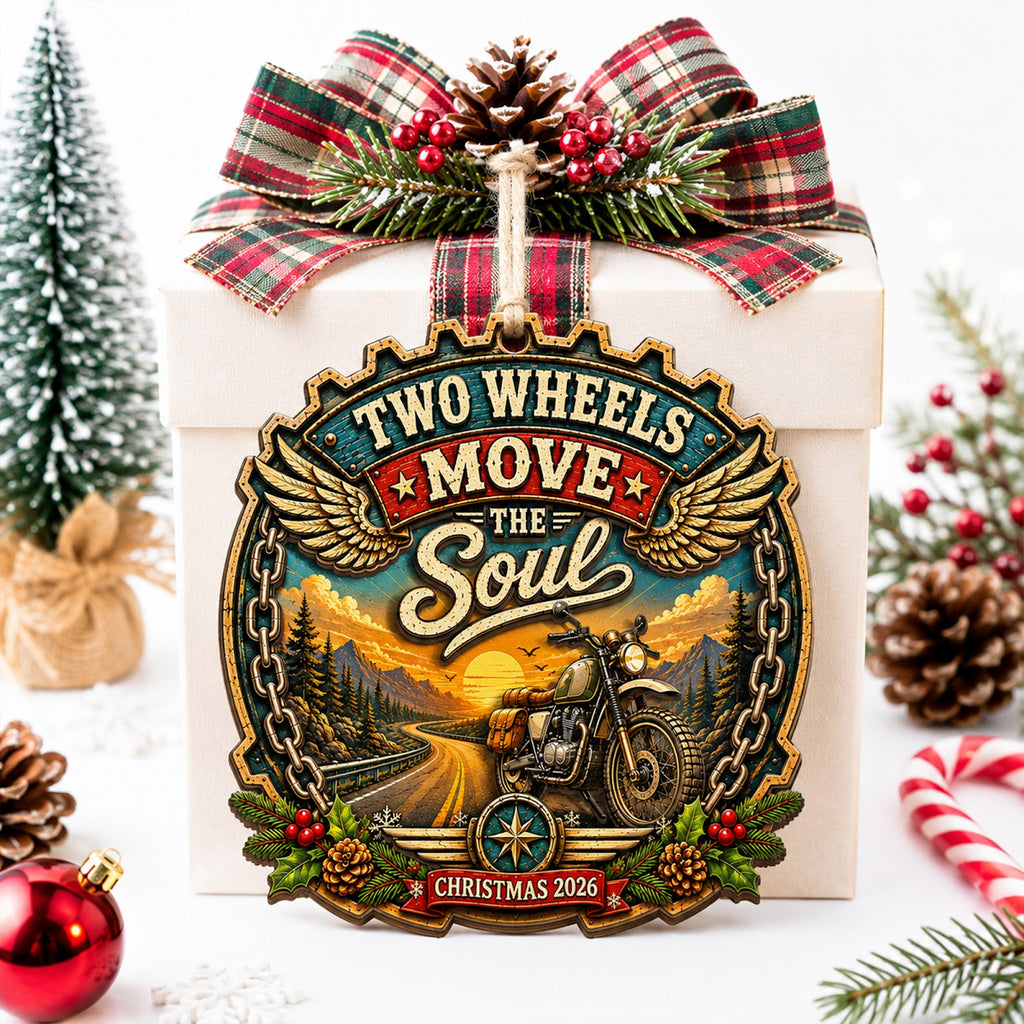Biker Motorcycle Rider Christmas Ornament, Stocking Stuffer For Motorcycle Lover, Wood Ornament