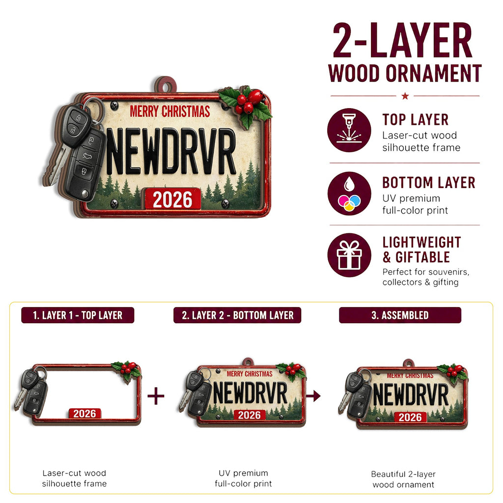 New Driver Wood Christmas Ornament