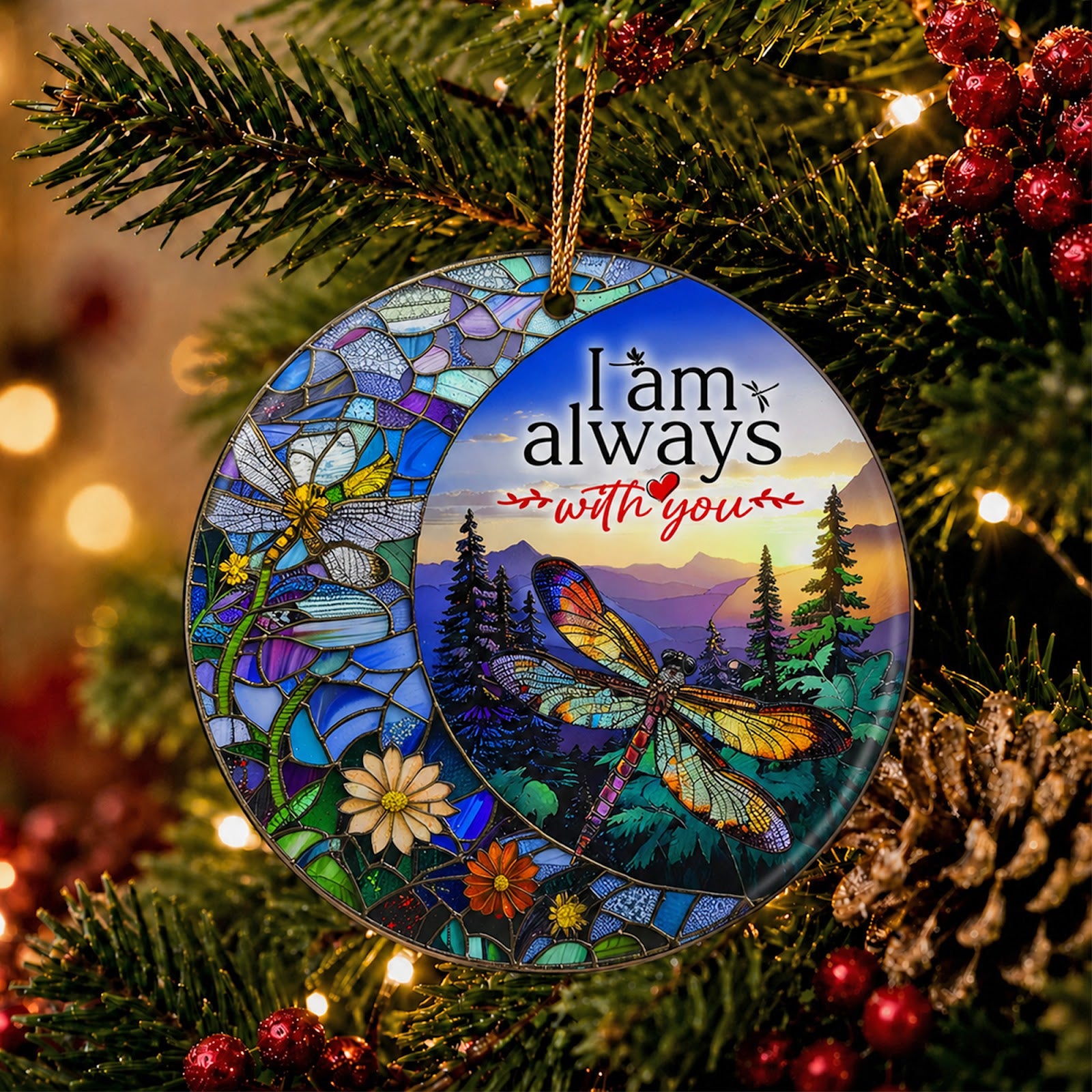 Dragonfly Christmas Ornament, Memorial Remembrance Gift, Ceramic Hanging Tree Decoration