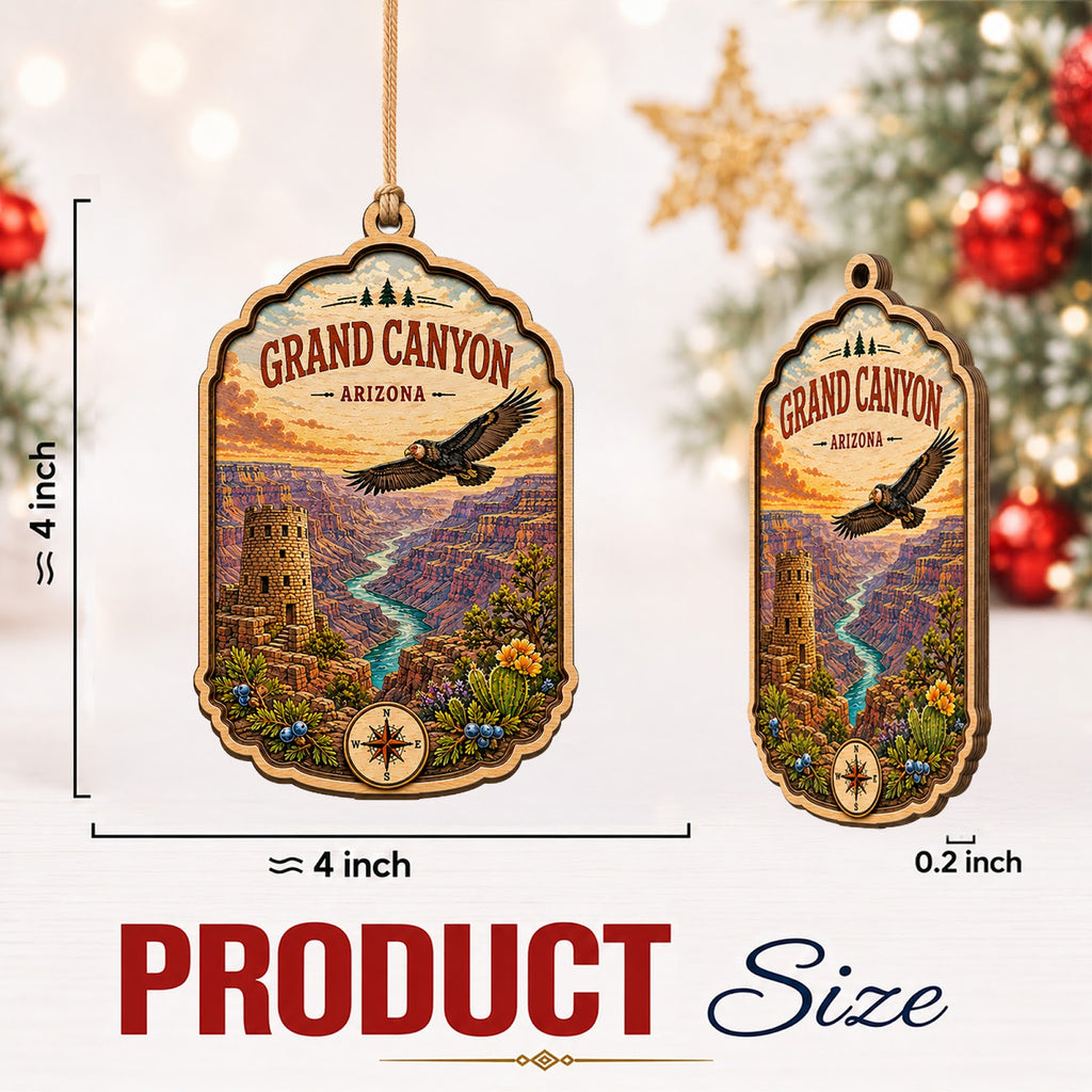 Grand Canyon Christmas Ornament, Arizona National Park Souvenir Gift, Wood Tree Decoration