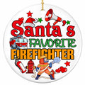 Fire Engine, Hydrant and a Firefighter on the Hose. Ceramic Keepsake for Career and Volunteer Firefighters.