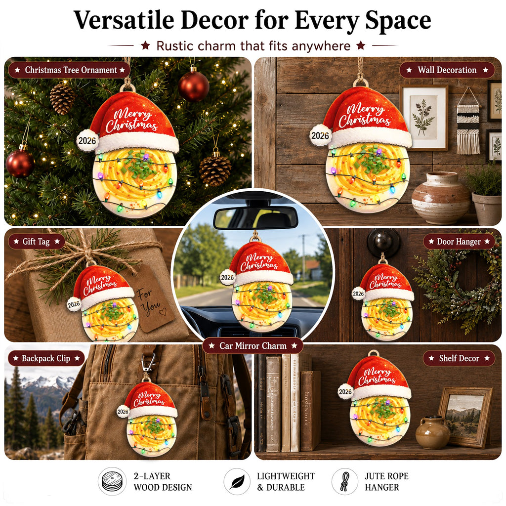 Deviled Egg Wood Christmas Ornament