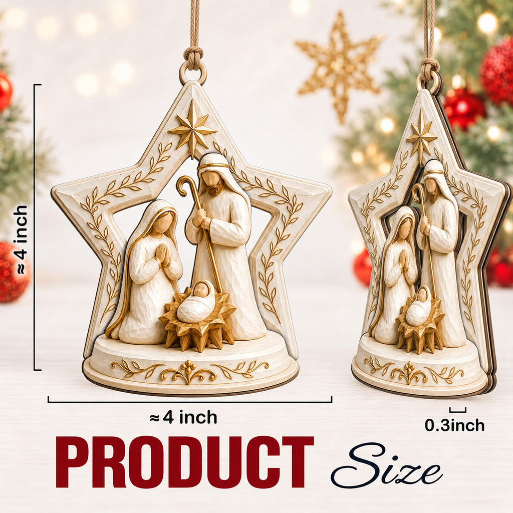 Jesus Christmas Ornament, Christian Holiday Gift, Wood Hanging Tree Decoration