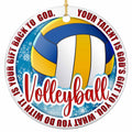 Your Talent Is God's Gift to You. Panelled Volleyball on Icy Blue, Ceramic Keepsake for Christian Players.
