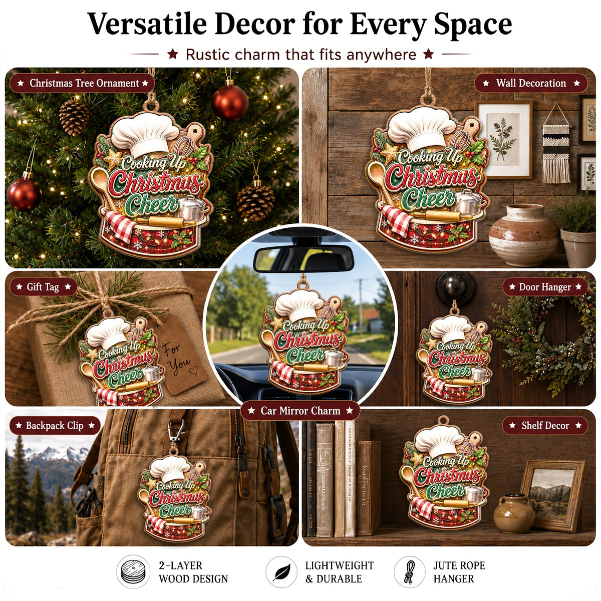 Chef Wood Christmas Ornament