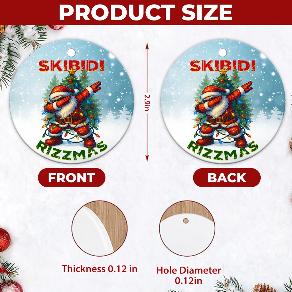 Funny Christmas Ornament, Dabbing Santa Teen Slang Gift, Ceramic Hanging Tree Decoration