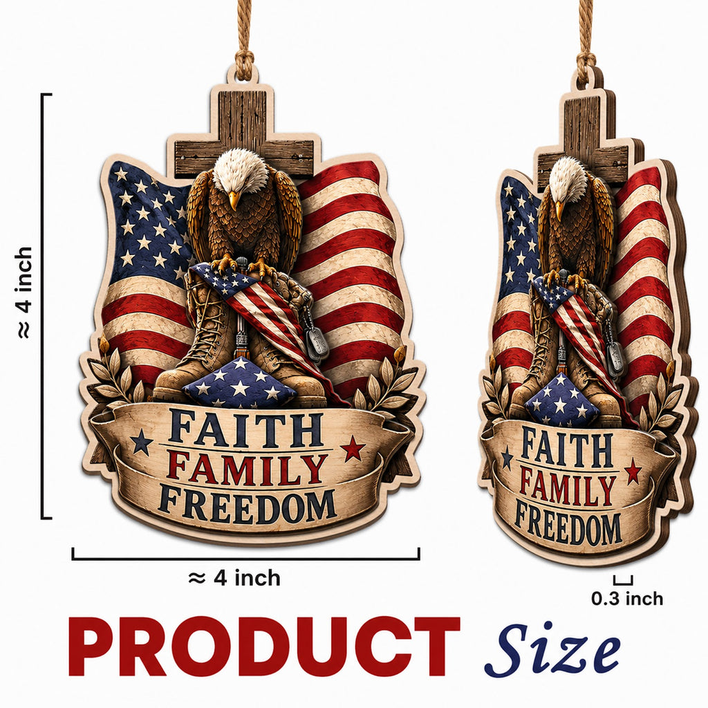 Faith Family Christmas Ornament, Faith And Family Keepsake, Wood Hanging Tree Decoration