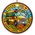 Thank You for Always Going the Extra Mile. Stained Glass School Bus, Ceramic Keepsake for Bus Drivers.