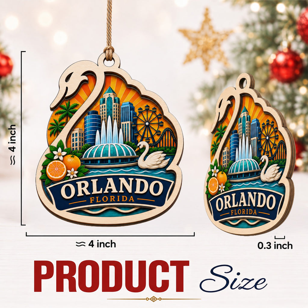 Los Angeles Christmas Ornament, California Hillside Sign Souvenir Gift, Wood Tree Decoration