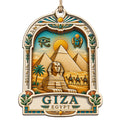 The Great Pyramid and the Sphinx Across an Ancient Desert Horizon. Wood Keepsake for History Lovers.