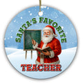 Santa at a Chalkboard With a Book and Pointer. Ceramic Keepsake for Classroom, Preschool and Sunday School.