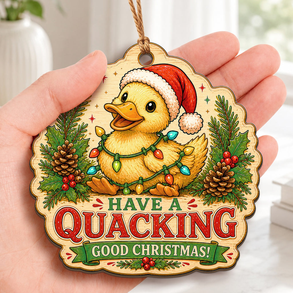 Duck Christmas Ornament, Stocking Stuffer For Duck Lover, Wood Hanging Tree Decoration