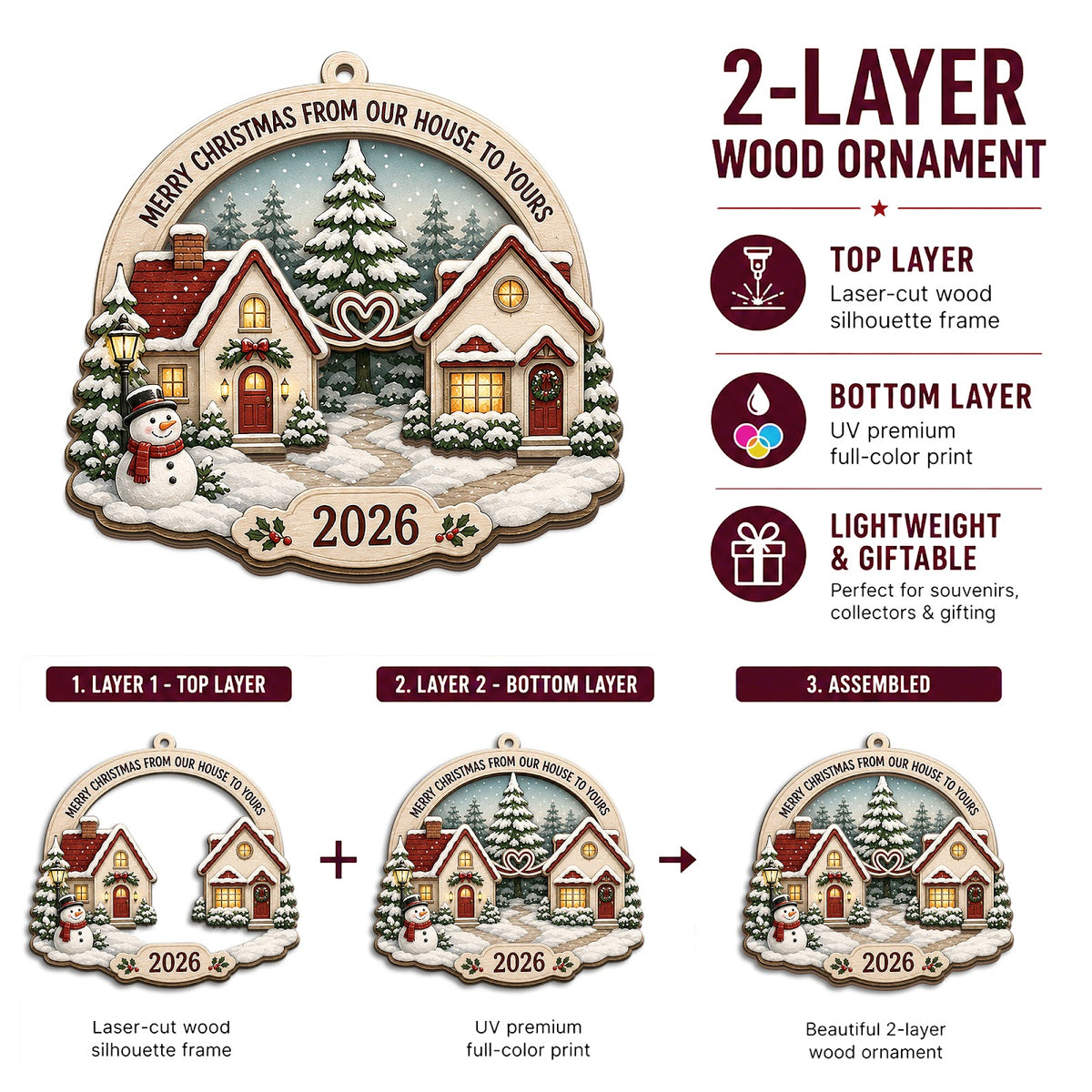 Neighbor Christmas Ornament, Holiday Gift For Neighbor, Wood Hanging Tree Decoration