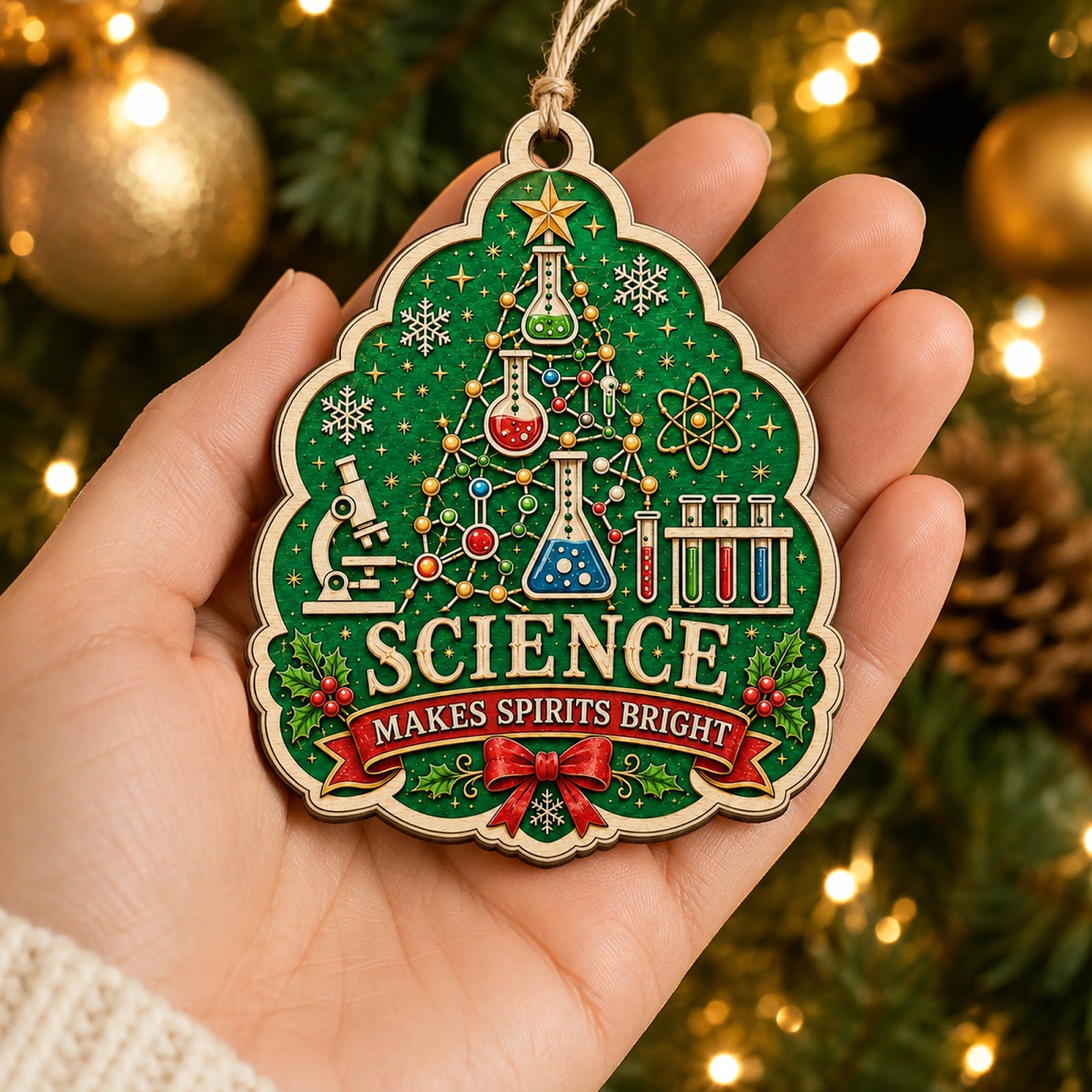 Science Wood Christmas Ornament
