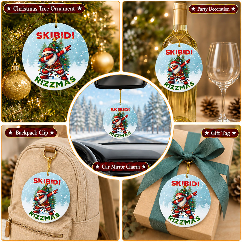 Funny Christmas Ornament, Dabbing Santa Teen Slang Gift, Ceramic Hanging Tree Decoration