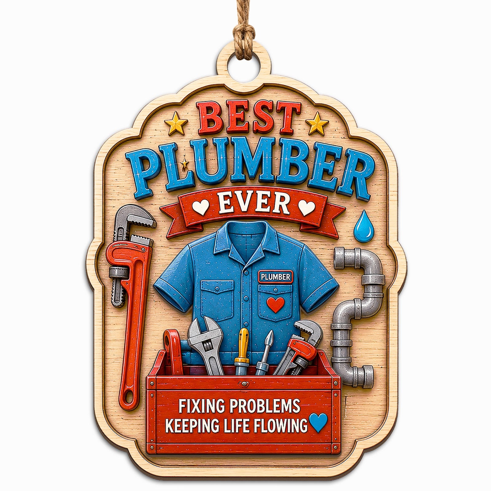 Pipefitter Keepsake, Stocking Stuffer For Plumber, Trades Worker Mantle Decor