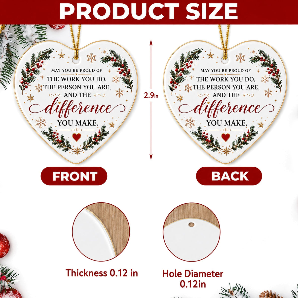 Proud of the Difference You Make Christmas Ornament, Appreciation Keepsake, Ceramic Ornament