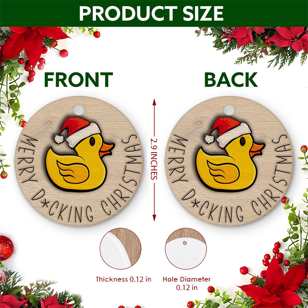 Rubber Duck Christmas Ornament, Funny Santa Hat Adult Gag Gift, Ceramic Hanging Tree Decoration