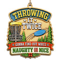 A Chained Basket And Blue Flying Disc Sit Among Pine Trees On A Banner. Great Gift For Disc Golf Fans And Coaches.