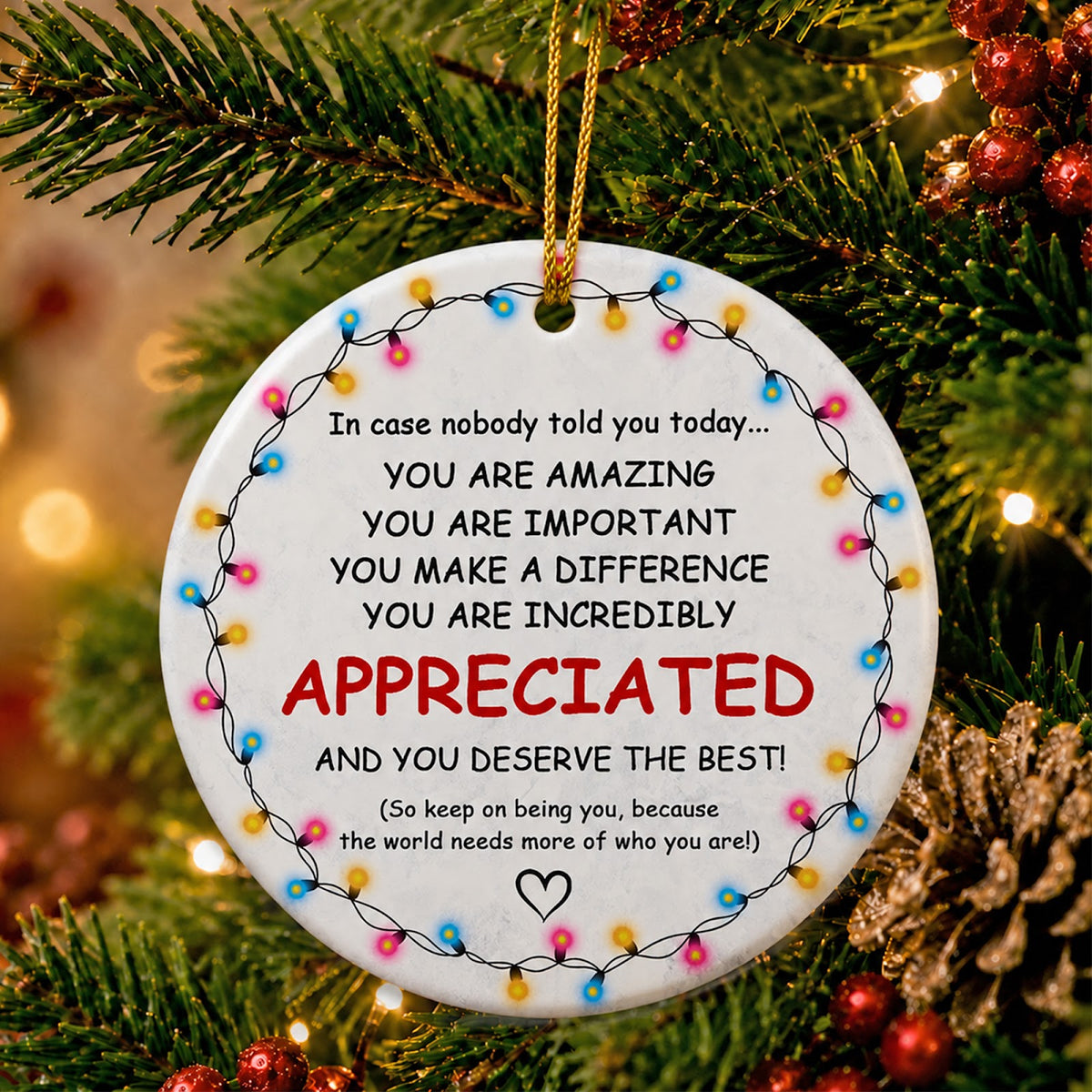 Appreciation Christmas Ornament, You Are Amazing Gift Idea, Ceramic Hanging Tree Decoration