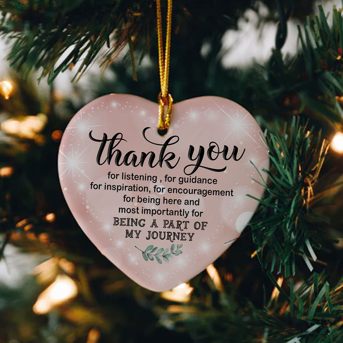 Thank You Christmas Ornament, Heart Shaped Mentor Friendship Gift, Ceramic Tree Decoration