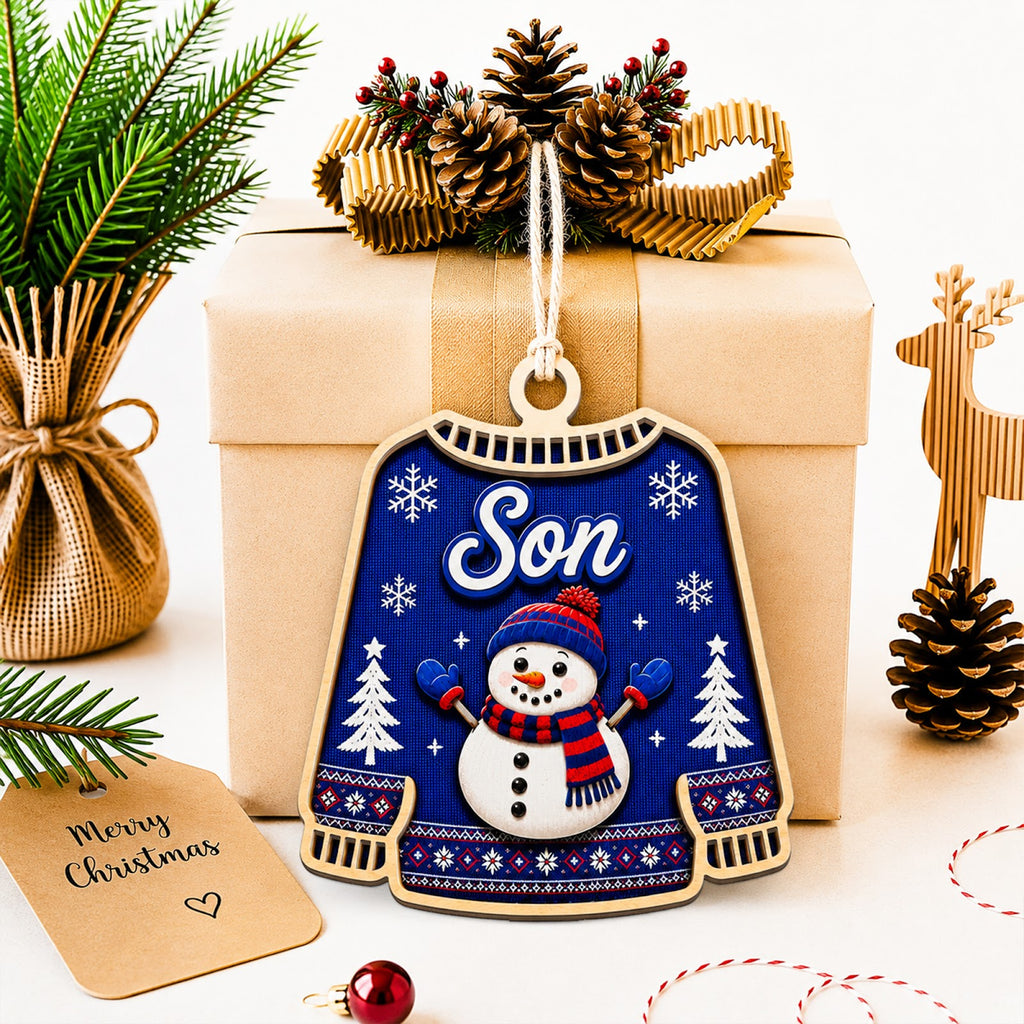 Son Christmas Ornament, Sentimental Gift From Mom And Dad, Wood Hanging Tree Decoration