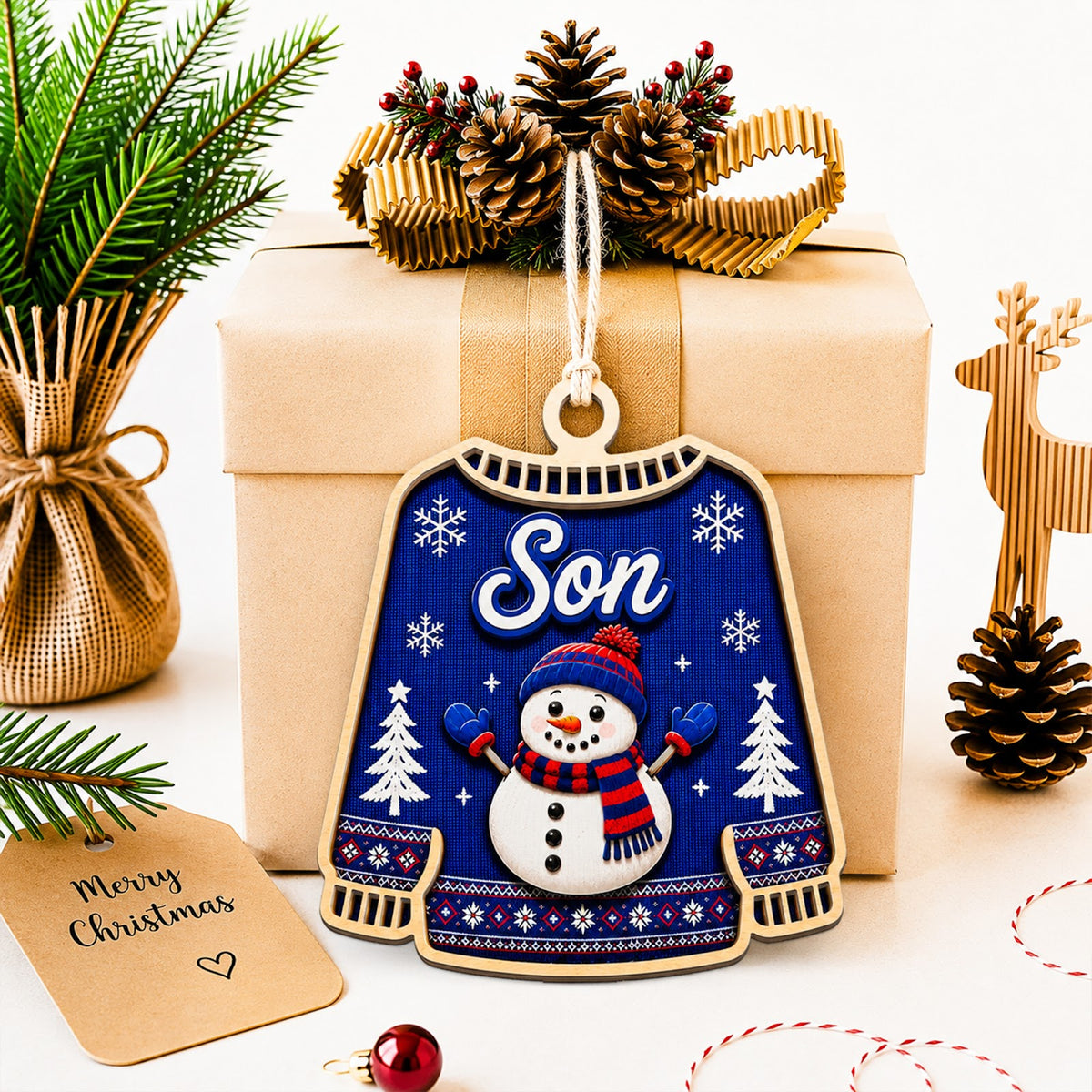 Son Christmas Ornament, Sentimental Gift From Mom And Dad, Wood Hanging Tree Decoration
