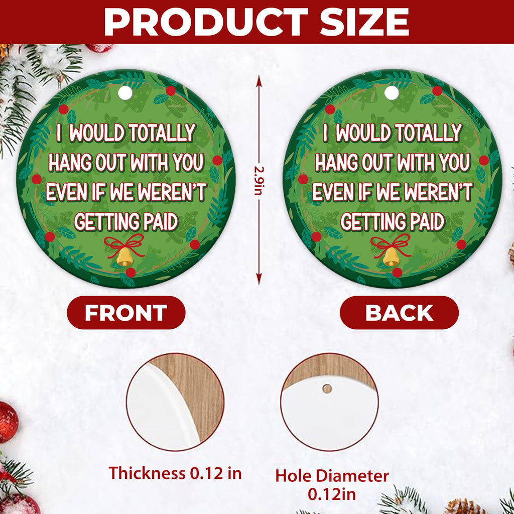 Funny Coworker Christmas Ornament, Office Secret Santa Gift, Ceramic Hanging Tree Decoration