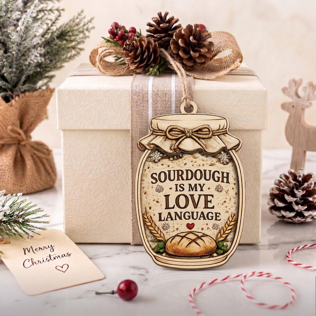 Sourdough Jar Wood Christmas Ornament
