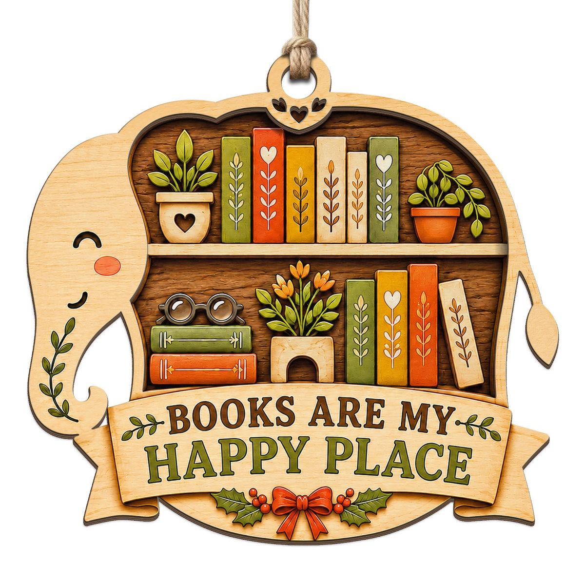 Elephant Reader Keepsake, Stocking Stuffer For Book Fan, Jungle Literary Mantle Decor